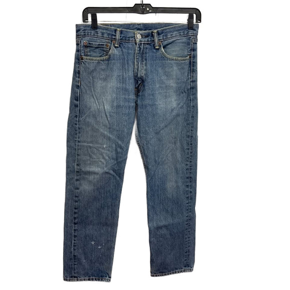 Levi's Mens 33 X 32 505 100% Cotton Regular Fit Straight Leg Denim Blue Jeans