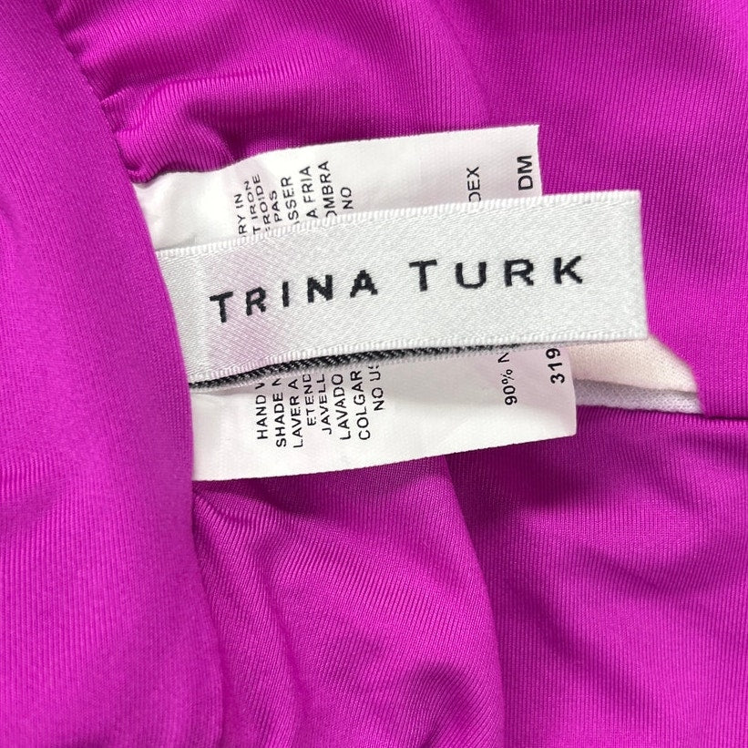 New Trina Turk Womens XS Tropical Floral V Neck Back Tie One Piece Swimsuit