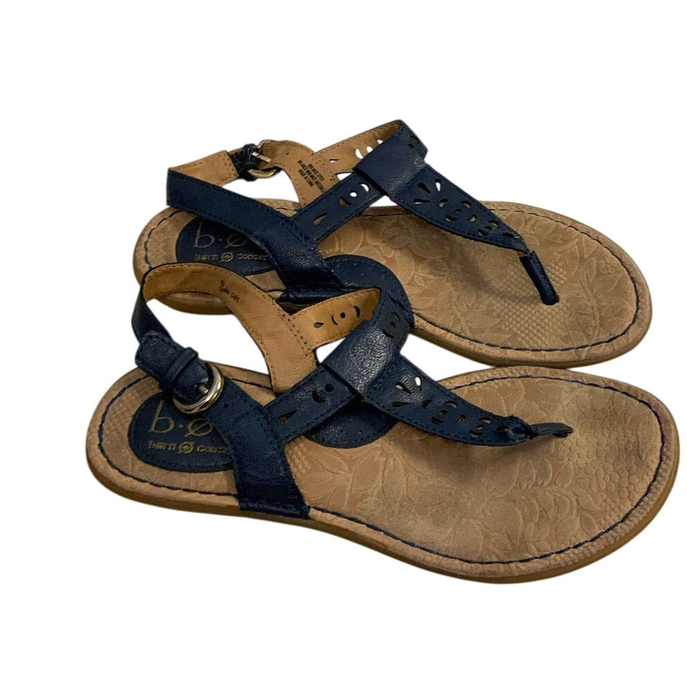 BOC Born Concept US 6M Blue Cutout T-Strap Sandals Flats Summer Shoes