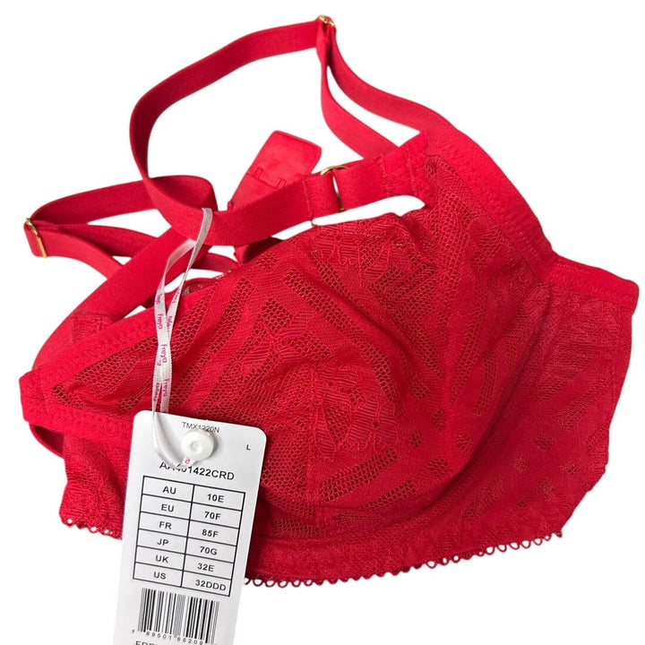 New Freya Womens Fatale 32DDD Chilli Red Lace Back Hook Underwire High Apex Bra