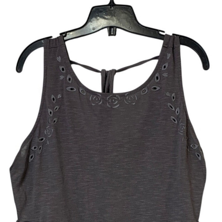 Torrid Womens Size 1 (14/16) Gray Floral Sleeveless Flowy Back Tie Tank Top