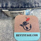 Hand Printed Upcycled Womens Medium Vintage Book Page Red Rose Jean Jacket