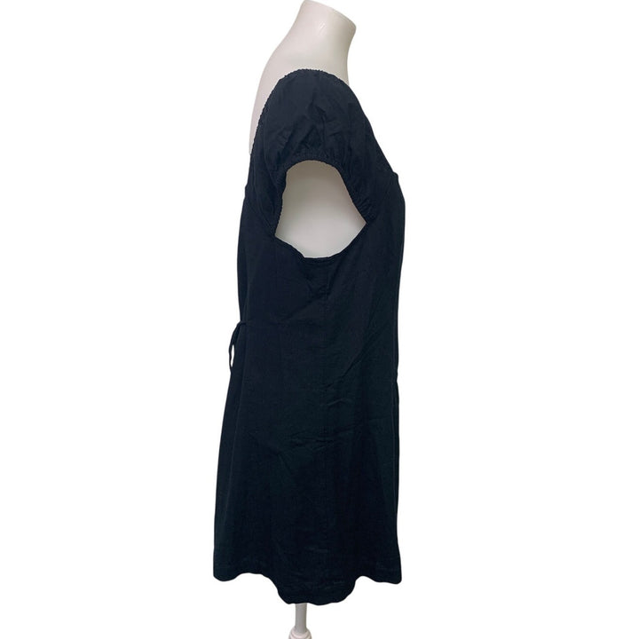 New American Eagle Womens Large Front Button Off Shoulder Linen Blend Dress