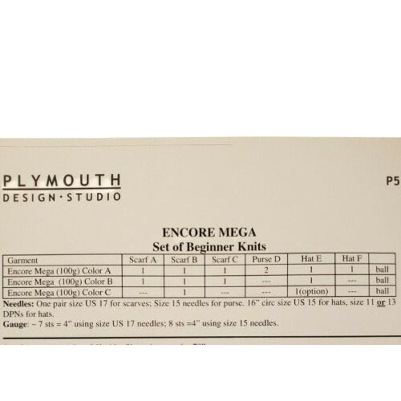 New 2005 Plymouth Yarn P522 Encore Mega Set of Beginner Knits Knitting Pattern