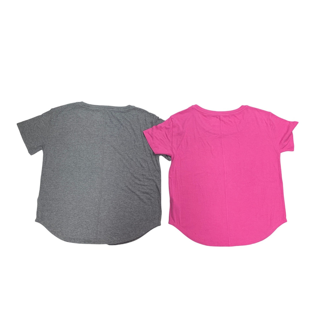 2 New Aerie Womens Small Short Sleeve Crew Neck Ribbed Tee Shirt Tops