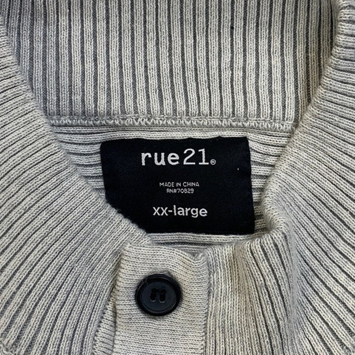 Rue 21 Mens XXL Long Sleeve 1/2 Button Down Ribbed Cotton Acrylic Knit Sweater