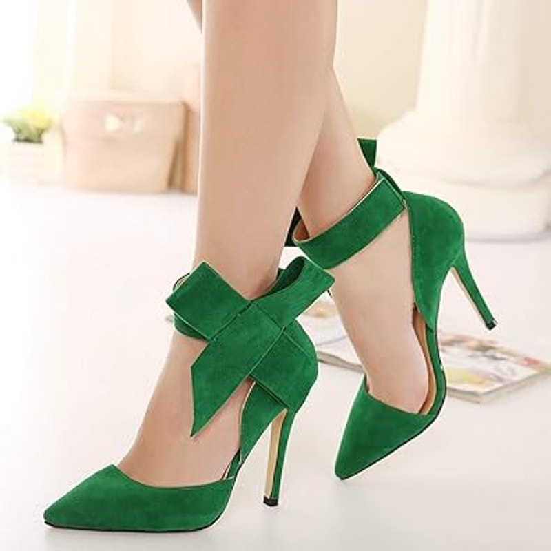 Maiernisi Jessi Womens 9.5 Kelly Green Faux Suede 4.5" Closed Toe Bow Pump Shoes