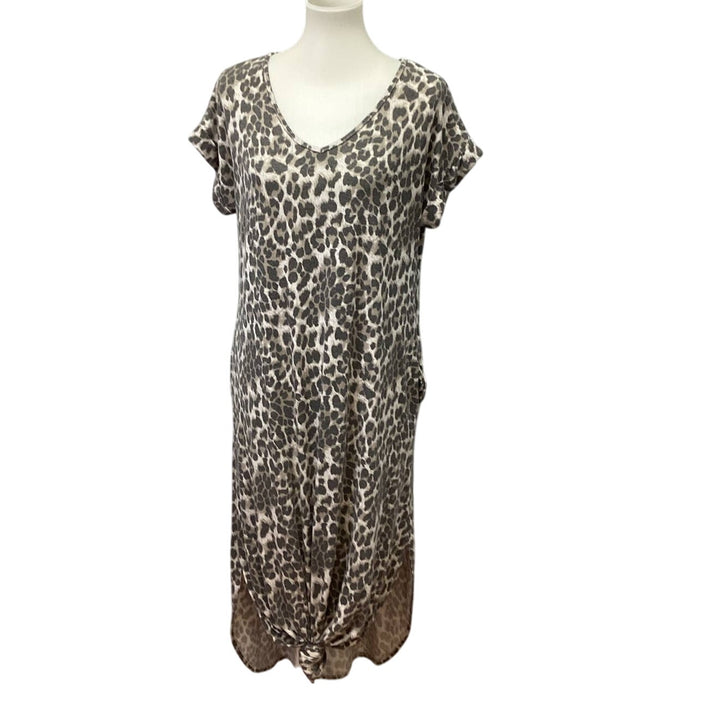 Jess Lea Womens Medium V-Neck Polyester Blend Animal Leopard  TShirt Maxi Dress