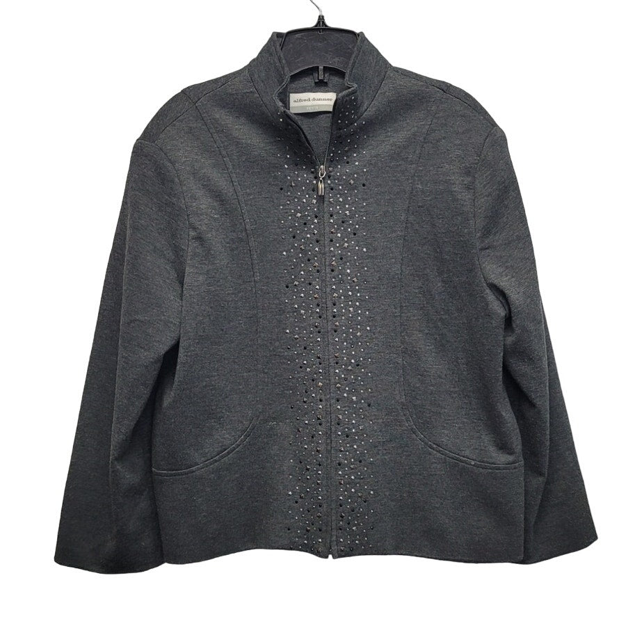 Alfred Dunner Womens Petite Medium Long Sleeve Studded Front Full Zipper Jacket