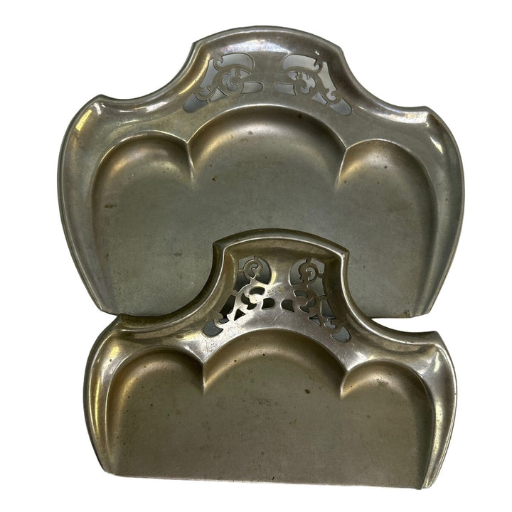 Set of 2 Jordan-Marsh Company Avona of Boston Metal Scrollwork Half Cut Trays