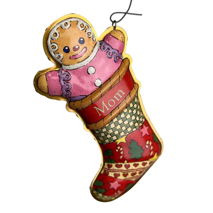 Vintage 1999 Hallmark Keepsake Ornament Mom Hollow Metal Gingerbread In Stocking