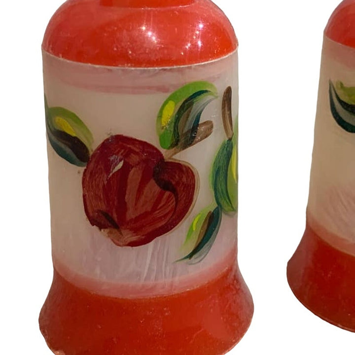Vintage Bakelite Plastic Handpainted Green Red Apples Salt Pepper Shakers
