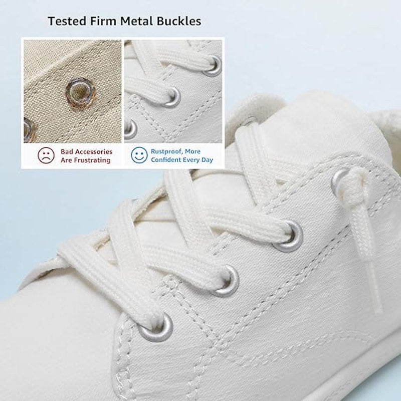 STQ Womens Size 8.5 White Sneakers Lace Up Closed Round Toe Low Top Shoes