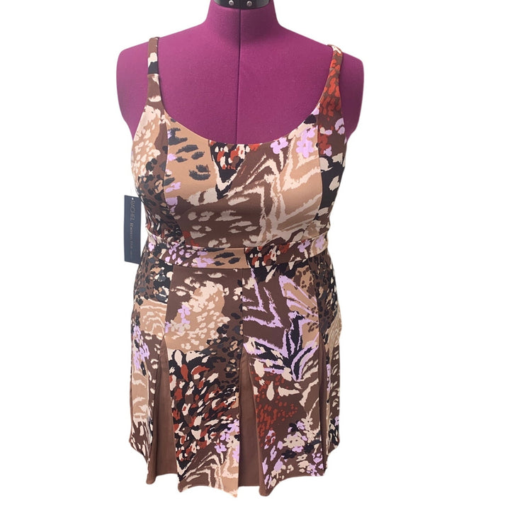 New Rachel Roy Womens Large Strappy Knee Length Floral Camo Fit Flare Dress