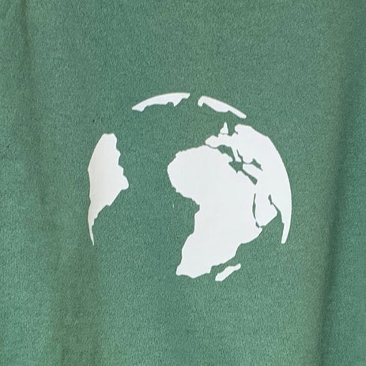 Upcycled Hand Printed Womens XL Save The Planet Earth Long Sleeve Sweatshirt