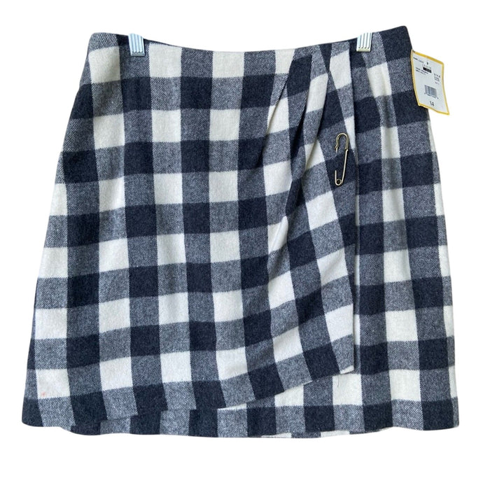 NWT New Leslie Fay Sportswear Womens Size 14 Plaid Wool Blend Lined Mini Skirt