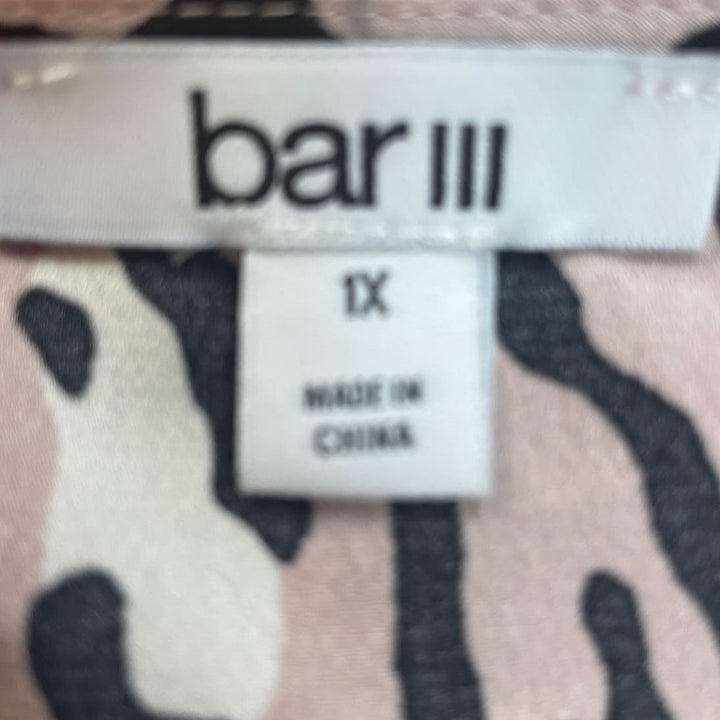 New Bar III Womens 1X Long Sleeve Polyester Leopard Spot V-Neck Flowy Blouse