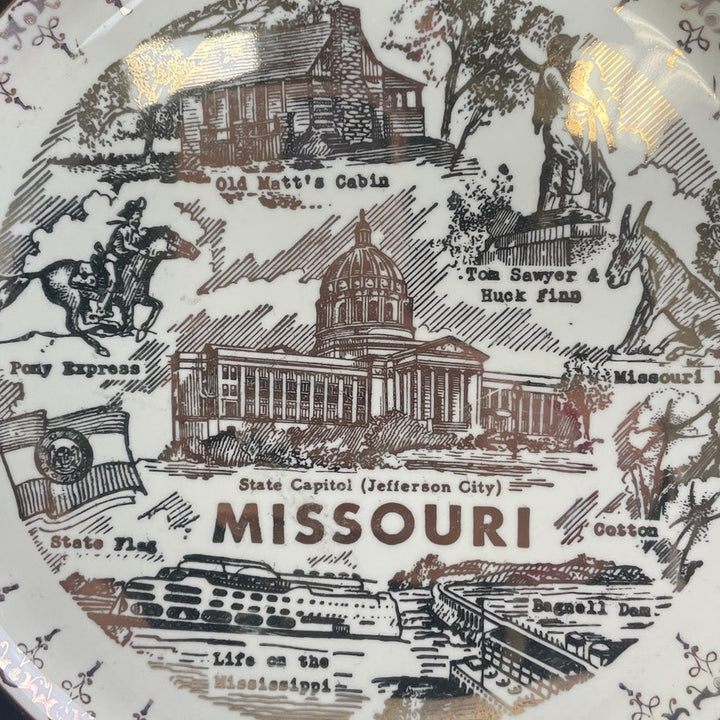 Vintage Crest-O-Gold Missouri Warranted 22K Gold Rim Ceramic Collector Plate