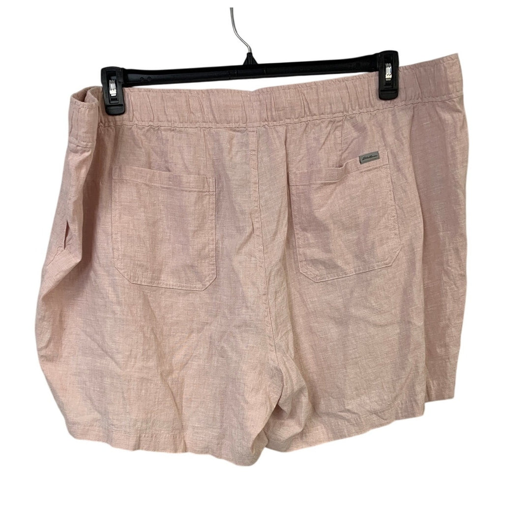 New Eddie Bauer Womens 3X Pale Pink Hemp Cotton Hemplify Beach Pull Shorts