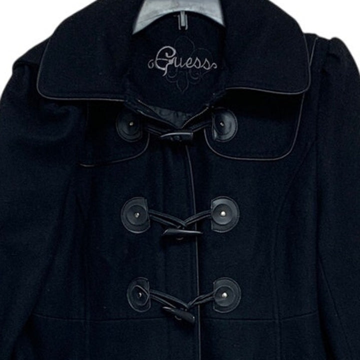 Guess Womens Small Long Sleeve Full Zip Wool Blend Button Up Hooded Long Coat