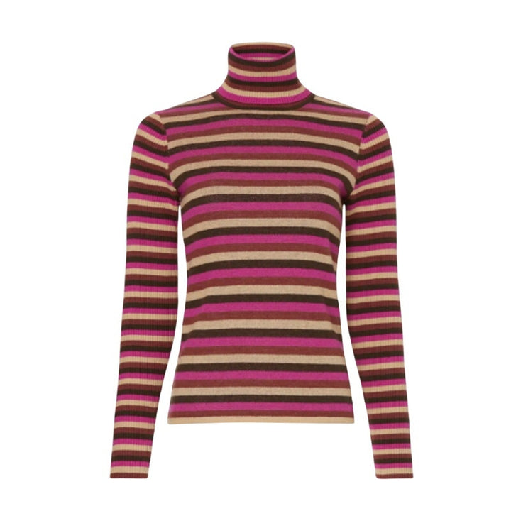 Toccin NY Womens XL Alice Purple Pink Stripe Long Sleeve Turtleneck Knit Sweater