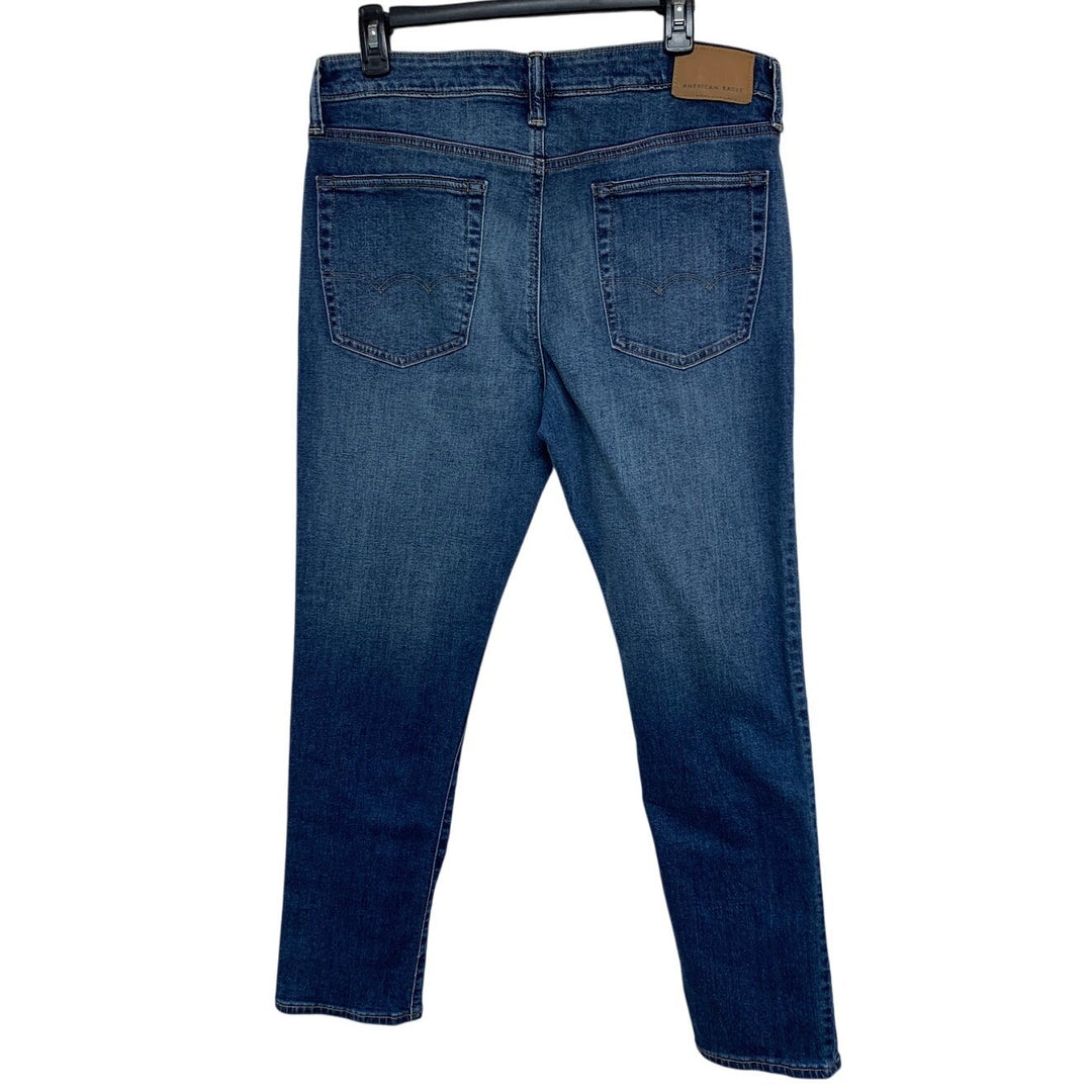 New American Eagle Mens 34 X 32 Cotton Blend Airflex Slim Denim Blue Jeans