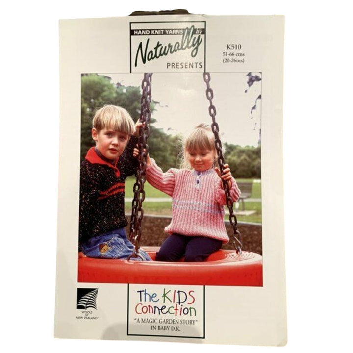 New Hand Knit Yarns by Naturally K510 Child Rib Sweater Collar Knitting Pattern