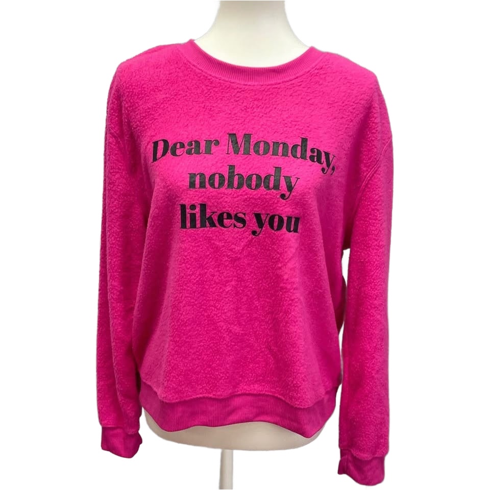 NoBoundaries Juniors Large Monday Nobody Likes You Long Sleeve Fleece Sweatshirt