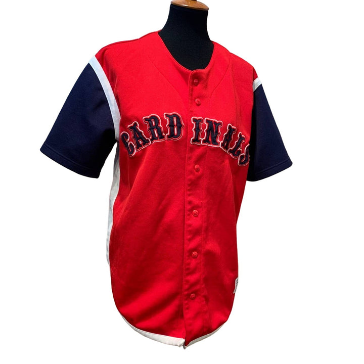 True Fan Mens Medium St Louis Cardinals Baseball button down jersey shirt