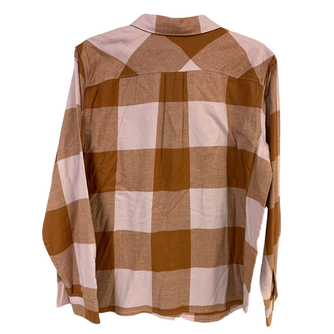 New Eddie Bauer Womens Pink Rust Lightweight Forest Flannel Button Up Shirt