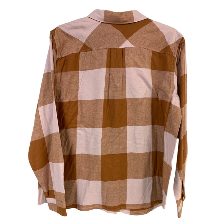 New Eddie Bauer Womens Pink Rust Lightweight Forest Flannel Button Up Shirt