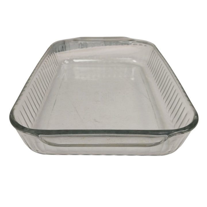Vintage Pyrex 3QT Clear Glass Textured Sides Rectangular Baking Casserole Dish