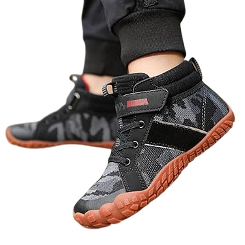 Kubua Boys 6 Black Camo High Top Barefoot Minimalist Sneaker Lightweight Shoes
