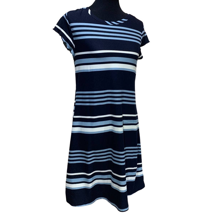 Ultra Flirt Large Super Soft Short Sleeve Stripe Stretchy Midi Lightweight Dress