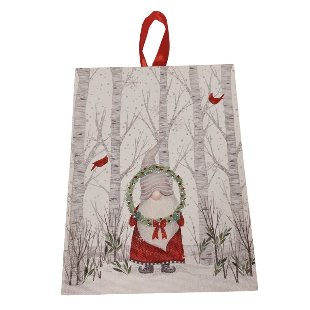 Light Up Battery Operated Christmas Winter Troll Canvas Wall Hanging Art