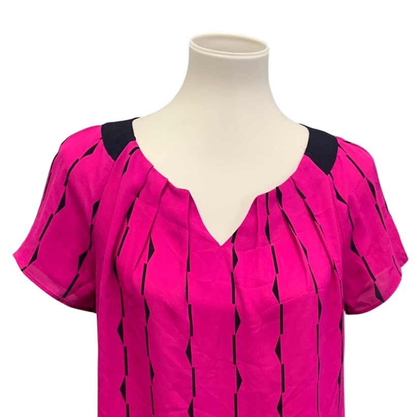 Worthington Womens Medium Notched V Neck Short Sleeve Career Blouse Top