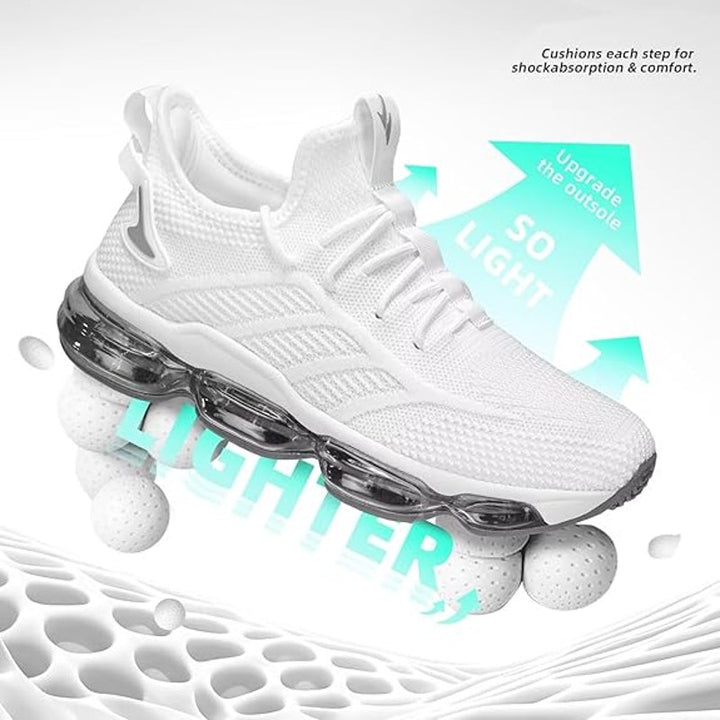 Pozvnn Mens Size 11.5 White Sneakers Lace Up Low Top Athletic Running Shoes