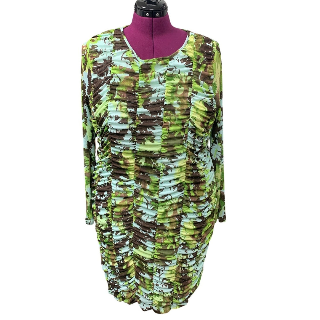 New Future Collective Womens Plus Size 1X Long Sleeve Body Con Floral Dress