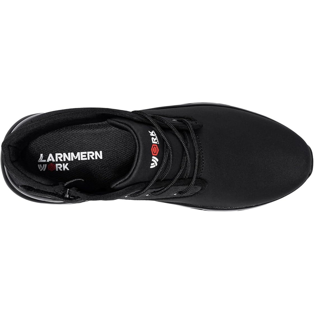 Larnmern Mens 9.5 Black Side Zip Lace Up Food Service Non Slip Air Cushion Shoes