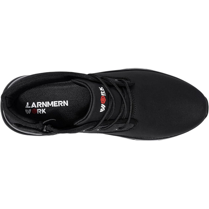 Larnmern Mens 9.5 Black Side Zip Lace Up Food Service Non Slip Air Cushion Shoes