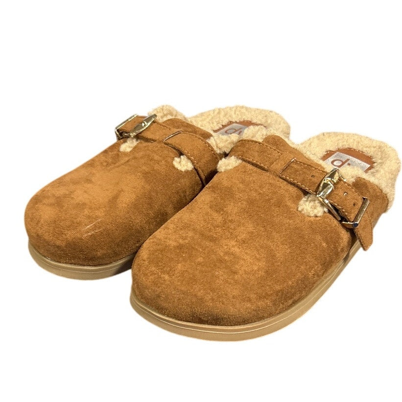 DV by Dolce Vita Womens Size 7 Cognac Brown Sherpa Lined Slide On Clog Shoes