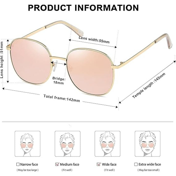 New Sojos Womens Pink Mirror Lens Gold Frame UV Protection Shades Sunglasses