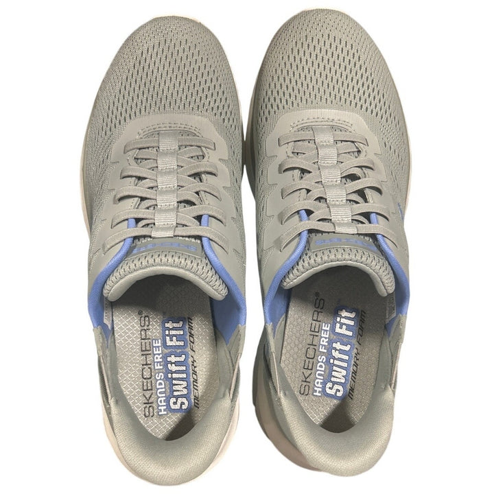 New In Box Skechers Womens Size 7.5 Gray Mesh Hands Free SwiftFit Slide In Shoes