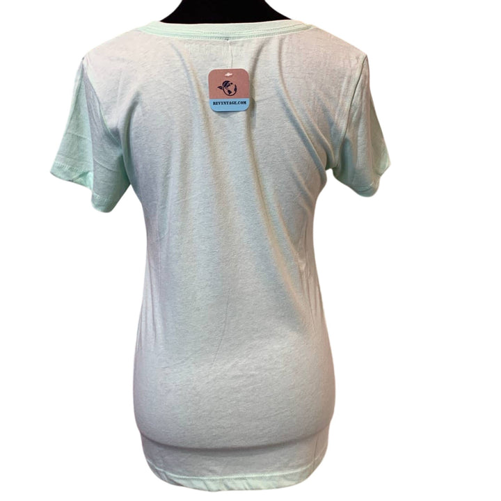 New Hand Printed Womens Large Mint Green Black Cockatoo Parrot Ukraine Tee