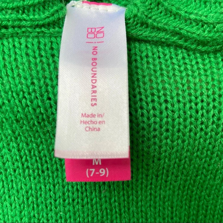 NWT New No Boundaries Juniors Medium Green Christmas Elf Sweater Hooded Sweater