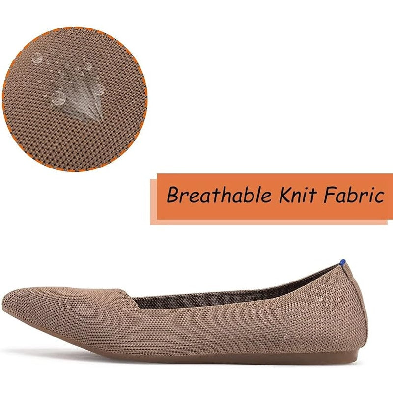 New Frank Mully Womens Size 6 Brown Knit Pointed Toe Slip On Comfort Flats Shoes
