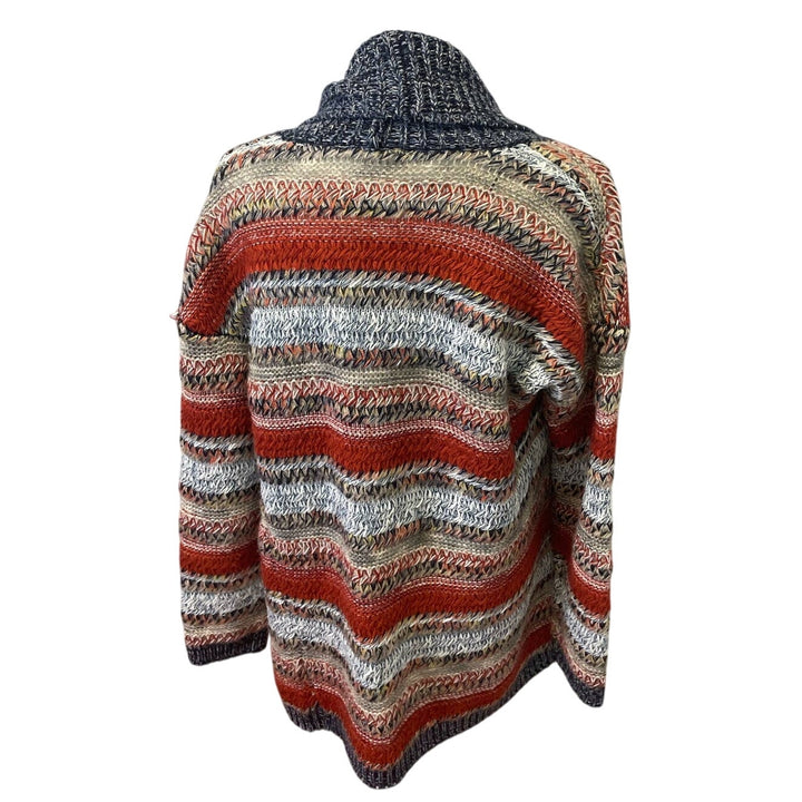 Mystree Medium Acrylic Polyester Wool Blend Striped Open Cardigan Knit Sweater