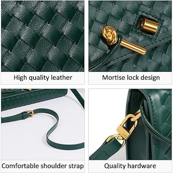 New JYG Black Faux Leather Woven Evening Should Bag Handbag Crossbody Purse