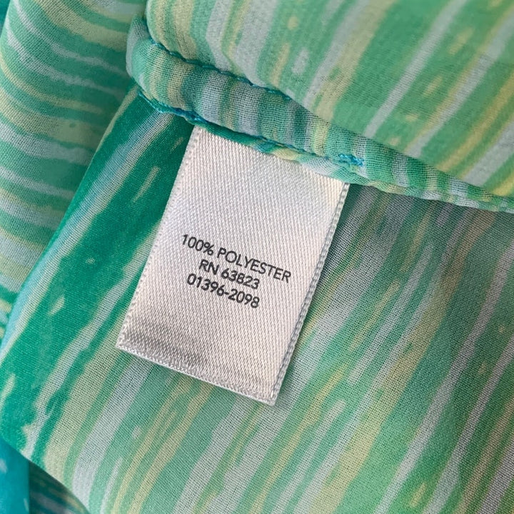 Christopher &amp; Banks Womens Small Sheer Long Sleeve Half Button Striped Blouse