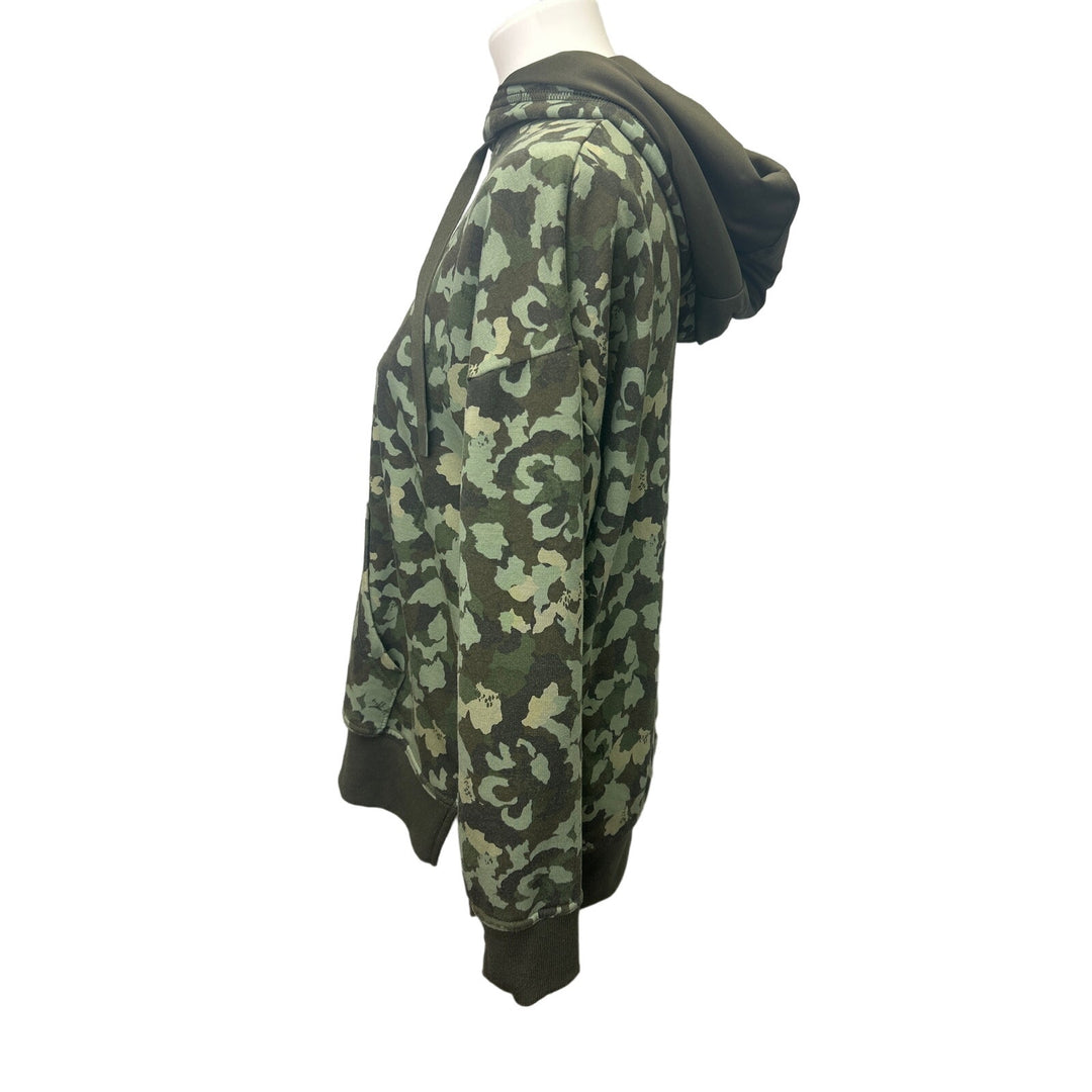 Upcycled Hand Printed Mens Medium Dragonfly Camo Camouflage Sweatshirt Hoodie